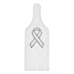 Chrome Silver Print Belted White Ribbon Awareness Schneidebrett