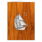 Chrome Silver wie Sailboat auf Teak Veneer (Vorne)