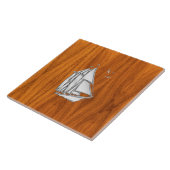 Chrome Silver wie Sailboat auf Teak Veneer Fliese (Seite)