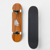 Chrome Silver wie Sailboat auf Teak Veneer Skateboard (Vorderseite)