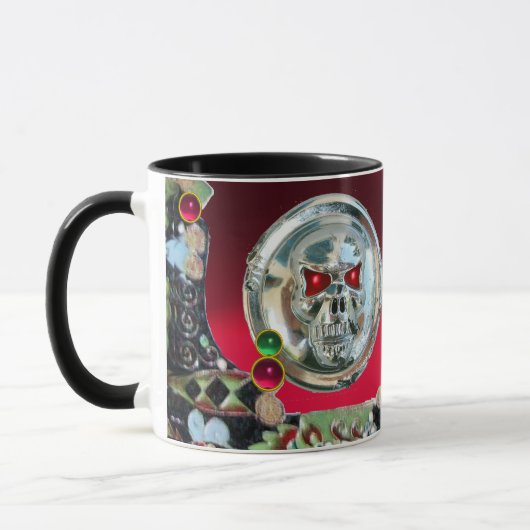 CHROME SKULL BLACK GREEN RED RUBY GEMSTONES TASSE (Links)