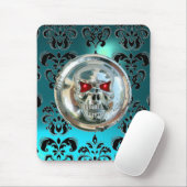 CHROME SKULL, Damask, Blue Aquamarine Mousepad (Mit Mouse)