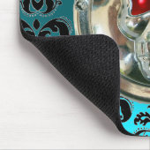 CHROME SKULL, Damask, Blue Aquamarine Mousepad (Ecke)
