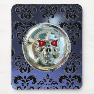 CHROME SKULL, Damask, Blue Topaz Mousepad