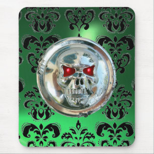 CHROME SKULL ,Damask, grüner Jade Mousepad