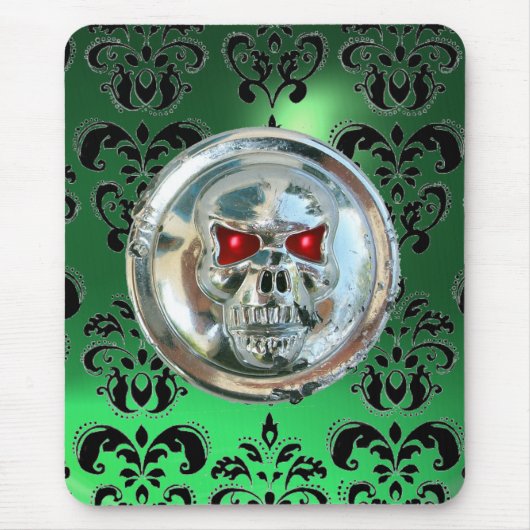 CHROME SKULL ,Damask, grüner Jade Mousepad (Vorne)