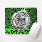 CHROME SKULL ,Damask, grüner Smaragd Mousepad (Mit Mouse)