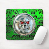 CHROME SKULL ,Damask, grüner Smaragd Mousepad (Mit Mouse)