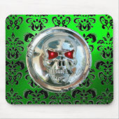 CHROME SKULL ,Damask, grüner Smaragd Mousepad (Vorne)