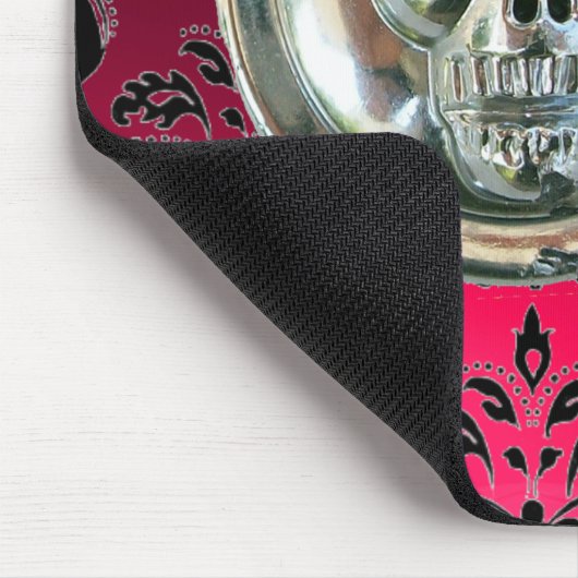 CHROME SKULL ,Damask Pink Ruby Mousepad (Ecke)