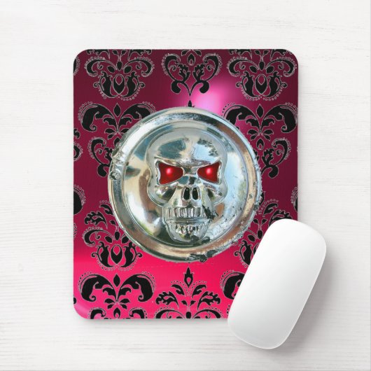 CHROME SKULL ,Damask Pink Ruby Mousepad (Mit Mouse)