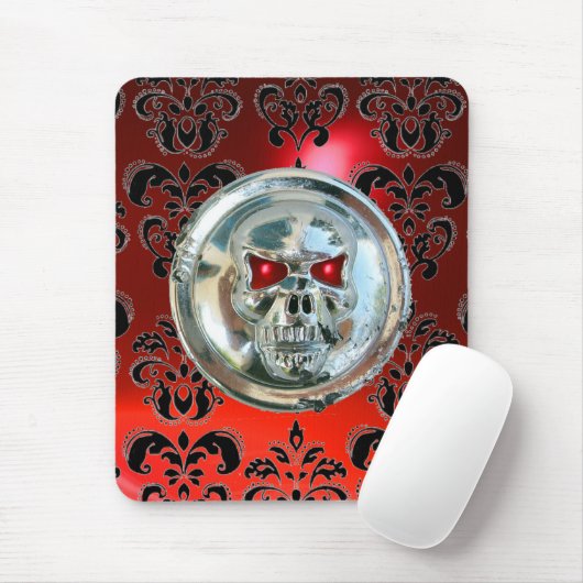 CHROME SKULL, Damask, Red Ruby Mousepad (Mit Mouse)