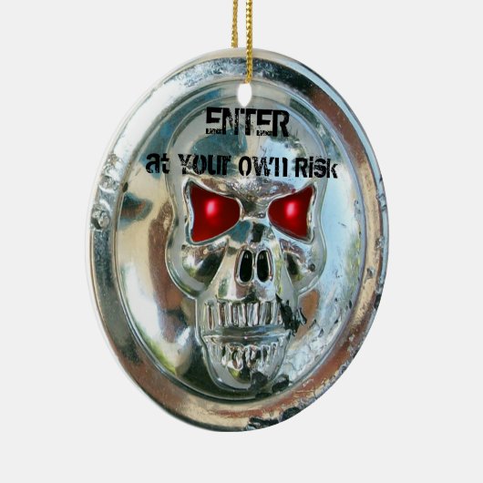 CHROME SKULL DAMASK TÜR HANGER KERAMIK ORNAMENT (Rechts)