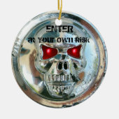 CHROME SKULL DAMASK TÜR HANGER KERAMIK ORNAMENT (Vorne)