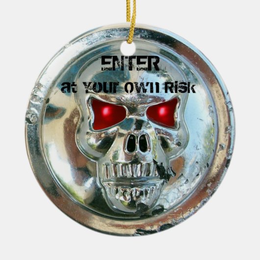 CHROME SKULL DAMASK TÜR HANGER KERAMIK ORNAMENT (Vorne)