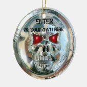 CHROME SKULL DAMASK TÜR HANGER KERAMIK ORNAMENT (Links)