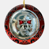 CHROME SKULL DAMASK TÜR HANGER KERAMIK ORNAMENT (Hinten)