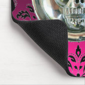 CHROME SKULL, Damaske Pink, Lila Amethyst Mousepad (Ecke)