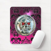 CHROME SKULL, Damaske Pink, Lila Amethyst Mousepad (Mit Mouse)