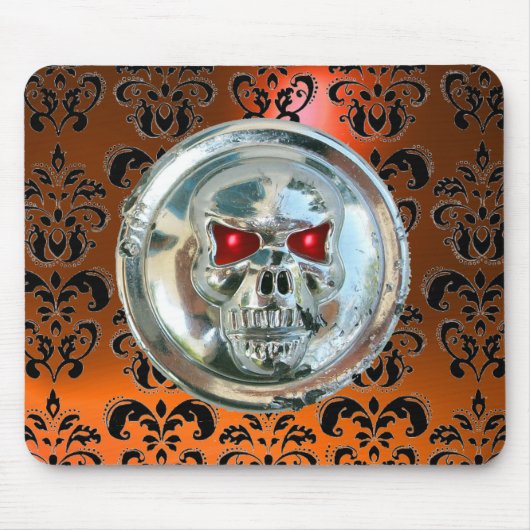CHROME SKULL, Damaskus, Orangengatter Mousepad (Vorne)