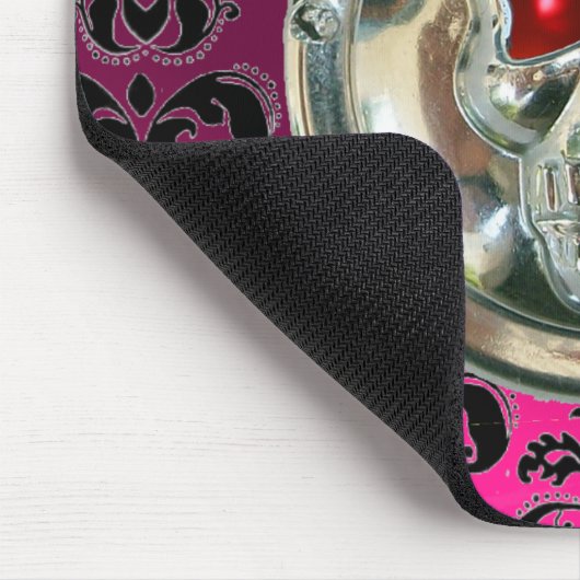 CHROME SKULL, Damaskus, rosa Amethyst Mousepad (Ecke)