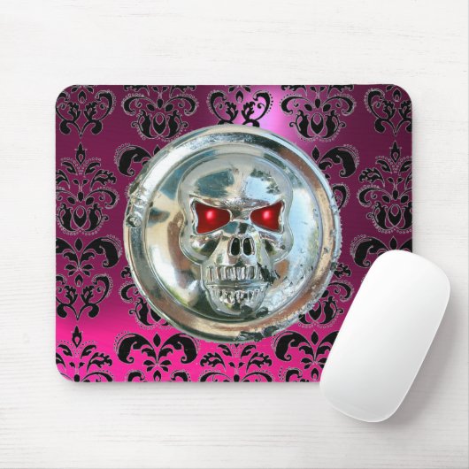 CHROME SKULL, Damaskus, rosa Amethyst Mousepad (Mit Mouse)