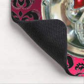 CHROME SKULL, Damaskus, rosafarbene Ruby Mousepad (Ecke)