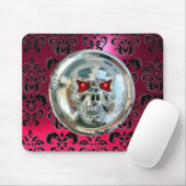CHROME SKULL, Damaskus, rosafarbene Ruby Mousepad (Mit Mouse)