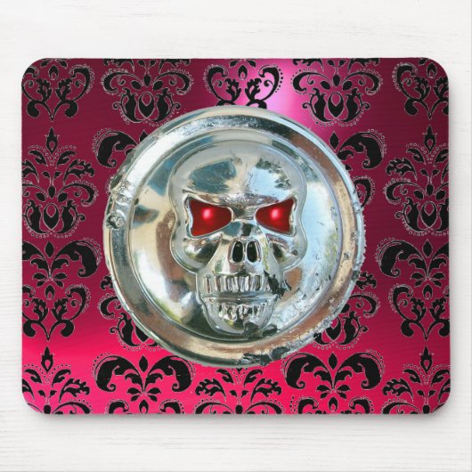 CHROME SKULL, Damaskus, rosafarbene Ruby Mousepad (Vorne)