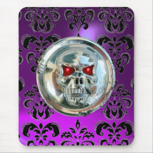 CHROME SKULL, Damast, Lila Amethyst Mousepad