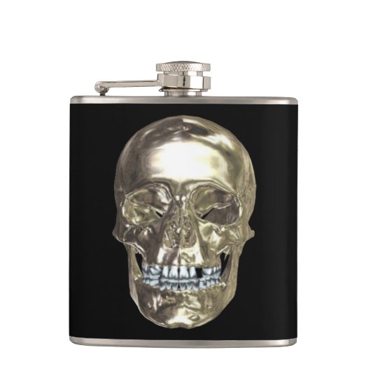 Chrome Skull Flask Flachmann (Vorderseite)
