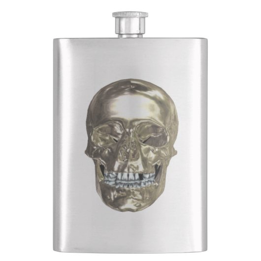 Chrome Skull Flask Flachmann (Vorderseite)
