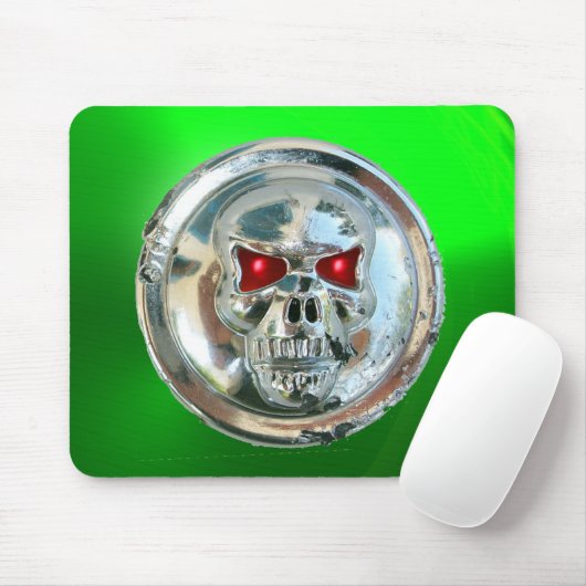 CHROME SKULL , Green Emerald Mousepad (Mit Mouse)