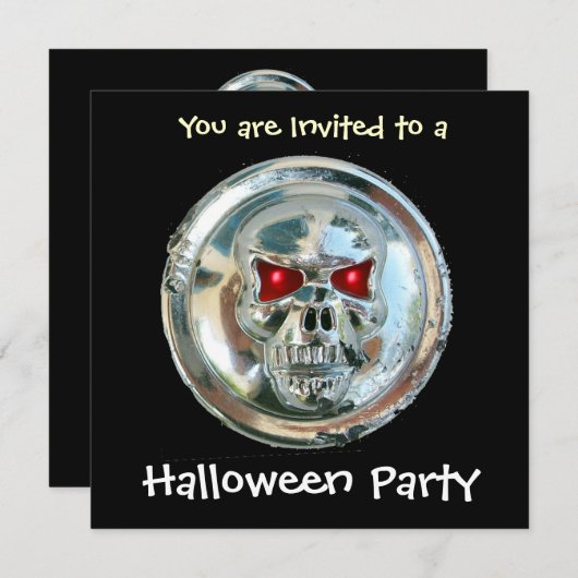 CHROME SKULL HALLOWEEN-PARTY EINLADUNG (Vorne/Hinten)