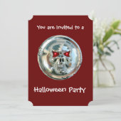 CHROME SKULL HALLOWEEN-PARTY EINLADUNG (Stehend Vorderseite)