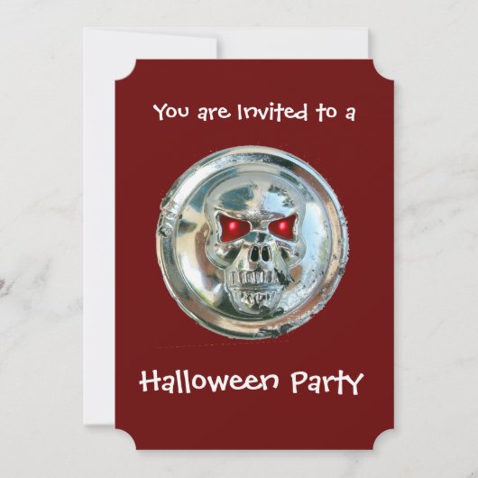 CHROME SKULL HALLOWEEN-PARTY EINLADUNG (Vorderseite)