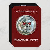 CHROME SKULL HALLOWEEN-PARTY EINLADUNG (Vorne/Hinten)