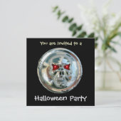 CHROME SKULL HALLOWEEN-PARTY Ice Metallic Einladung (Stehend Vorderseite)