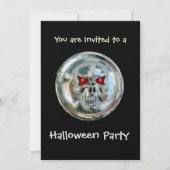 CHROME SKULL HALLOWEEN-PARTY Ice Metallic Einladung (Vorderseite)