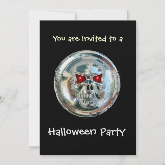 CHROME SKULL HALLOWEEN-PARTY Ice Metallic Einladung (Vorderseite)