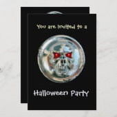 CHROME SKULL HALLOWEEN-PARTY Ice Metallic Einladung (Vorne/Hinten)