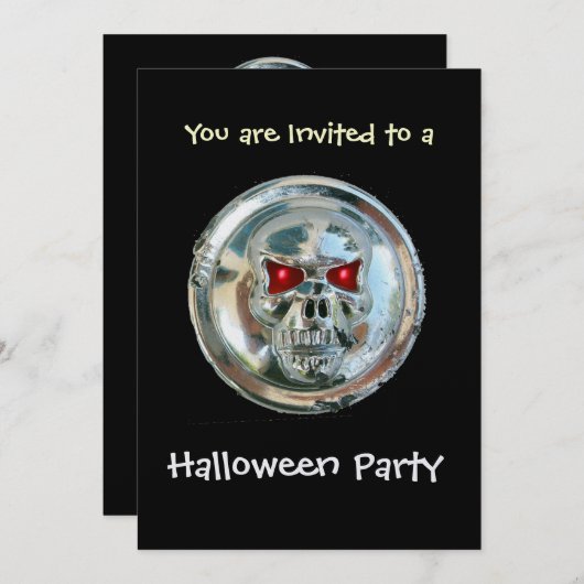 CHROME SKULL HALLOWEEN-PARTY Ice Metallic Einladung (Vorne/Hinten)