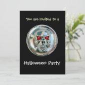 CHROME SKULL HALLOWEEN-PARTY Ice Metallic Einladung (Stehend Vorderseite)