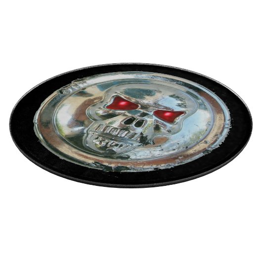 CHROME SKULL IN SCHWARZ SCHNEIDEBRETT (Ecke)