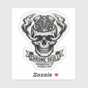 Chrome Skull Motorcycle Co V-Zweizylinder-Motor Aufkleber