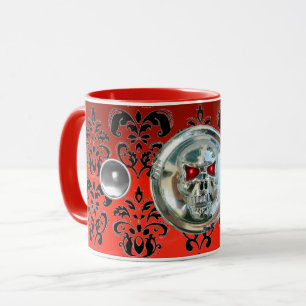 CHROME SKULL RIDERS RED BLACK DAMASK , Ruby Tasse