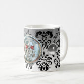 CHROME SKULL RIDERS WHITE BLACK DAMASK KAFFEETASSE (VorderseiteRechts)