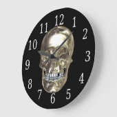 Chrome Skull Round Clock Große Wanduhr (Winkel)