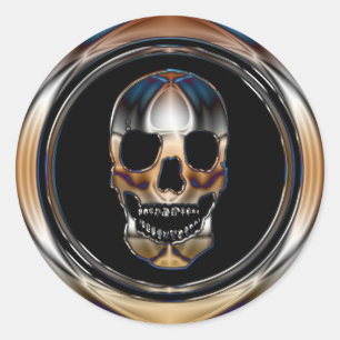 CHROME SKULL RUNDER AUFKLEBER
