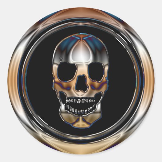 CHROME SKULL RUNDER AUFKLEBER (Vorderseite)